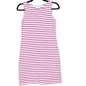 Joules 4 Bright Pink White Stripe Riva Sleeveless Cotton Dress Summer Casual